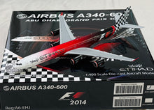 Load image into Gallery viewer, HX Models 1/400 Etihad Airways A340-600 A6-EHJ "Abu Dhahi Grand Prix 2014" HY346092
