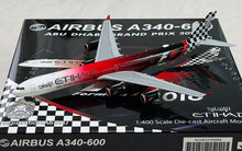 Load image into Gallery viewer, HX Models 1/400 Etihad Airways A340-600 A6-EHJ "Abu Dhahi Grand Prix 2016" HY346096
