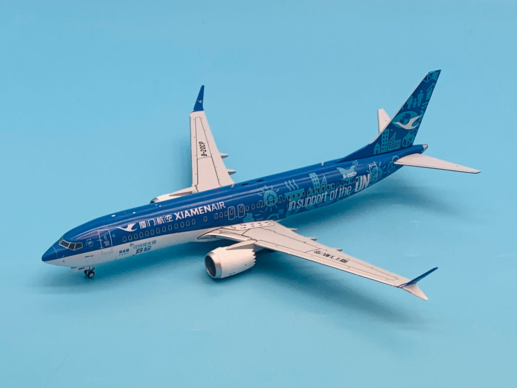 JC Wings 1/200 Xiamen Airlines Boeing 737-8 Max United Nations GOAL B-20CP