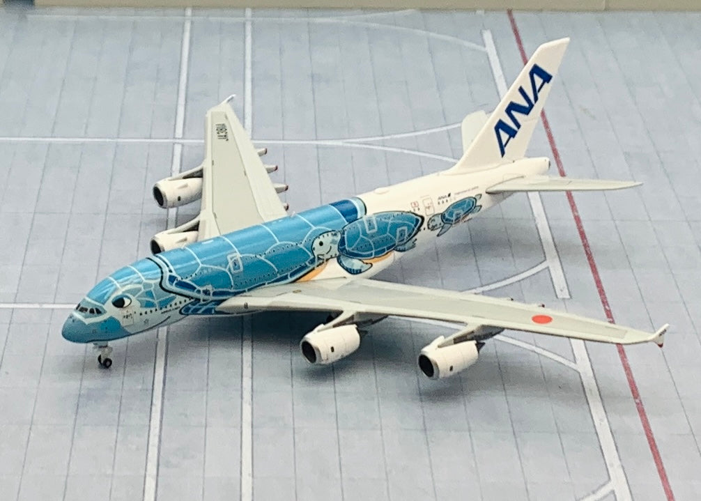 JC Wings 1/500 ANA All Nippon Airways Airbus A380 Blue Flying Honu Lani Livery JA381A