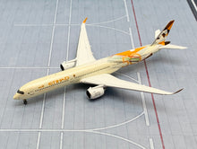 Load image into Gallery viewer, JC Wings 1/400 Etihad Airways Airbus A350-1000XWB 50th Livery flaps down A6-XWB
