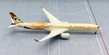 Load image into Gallery viewer, JC Wings 1/400 Etihad Airways Airbus A350-1000XWB 50th Livery flaps down A6-XWB
